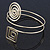 Polished Gold Tone Swirl Cirle and Square Motif Upper Arm, Armlet Bracelet - 27cm L - view 9