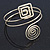 Polished Gold Tone Swirl Cirle and Square Motif Upper Arm, Armlet Bracelet - 27cm L - view 10