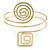Polished Gold Tone Swirl Cirle and Square Motif Upper Arm, Armlet Bracelet - 27cm L