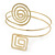 Polished Gold Tone Swirl Cirle and Square Motif Upper Arm, Armlet Bracelet - 27cm L - view 14