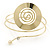 Polished Gold Tone Swirl Disk Upper Arm, Armlet Bracelet - 27cm L - view 2