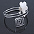 Silver Tone Flower And Square Crystal Upper Arm/ Armlet Bracelet - 26cm L - view 9