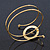 Gold Tone Open Circle Geometric with Clear Accent Upper Arm/ Armlet Bracelet - up to 27cm L - view 4
