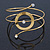Gold Tone Open Circle Geometric with Clear Accent Upper Arm/ Armlet Bracelet - up to 27cm L - view 9