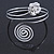 Rhodium Plated Crystal Flower and Swirl Circle Upper Arm, Armlet Bracelet - 27cm L - view 8