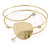 Polished Gold Tone Curved Disk, Crystal Upper Arm, Armlet Bracelet - 27cm L - view 2