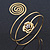Gold Tone Crystal Flower and Swirl Circle Upper Arm, Armlet Bracelet - 27cm L - view 7