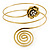 Gold Tone Crystal Flower and Swirl Circle Upper Arm, Armlet Bracelet - 27cm L