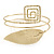 Gold Tone Leaf and Square Motif Upper Arm, Armlet Bracelet - 27cm L - view 6