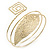 Gold Tone Leaf and Square Motif Upper Arm, Armlet Bracelet - 27cm L - view 2