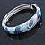Cobalt Blue/ Azure Enamel Crystal Hinged Bangle Bracelet In Silver Tone - 18cm L - view 7