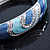 Cobalt Blue/ Azure Enamel Crystal Hinged Bangle Bracelet In Silver Tone - 18cm L - view 8