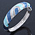 Cobalt Blue/ Azure Enamel Crystal Hinged Bangle Bracelet In Silver Tone - 18cm L - view 9