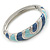 Cobalt Blue/ Azure Enamel Crystal Hinged Bangle Bracelet In Silver Tone - 18cm L - view 10