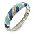 Cobalt Blue/ Azure Enamel Crystal Hinged Bangle Bracelet In Silver Tone - 18cm L - view 3