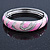Pink Enamel Crystal Hinged Bangle Bracelet In Silver Tone - 18cm L - view 5