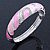 Pink Enamel Crystal Hinged Bangle Bracelet In Silver Tone - 18cm L - view 8