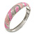 Pink Enamel Crystal Hinged Bangle Bracelet In Silver Tone - 18cm L - view 3