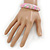 Pink Enamel Crystal Hinged Bangle Bracelet In Silver Tone - 18cm L - view 2