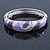 Purple/ Violet Enamel Crystal Hinged Bangle Bracelet In Silver Tone - 18cm L - view 6