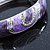 Purple/ Violet Enamel Crystal Hinged Bangle Bracelet In Silver Tone - 18cm L - view 7