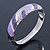 Purple/ Violet Enamel Crystal Hinged Bangle Bracelet In Silver Tone - 18cm L - view 8