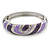 Purple/ Violet Enamel Crystal Hinged Bangle Bracelet In Silver Tone - 18cm L