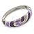 Purple/ Violet Enamel Crystal Hinged Bangle Bracelet In Silver Tone - 18cm L - view 9