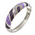 Purple/ Violet Enamel Crystal Hinged Bangle Bracelet In Silver Tone - 18cm L - view 3