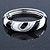 Black/ White Enamel Crystal Hinged Bangle Bracelet In Silver Tone - 18cm L - view 7