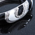 Black/ White Enamel Crystal Hinged Bangle Bracelet In Silver Tone - 18cm L - view 6