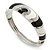 Black/ White Enamel Crystal Hinged Bangle Bracelet In Silver Tone - 18cm L - view 3