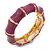 Plum Enamel Segmental Hinged Bangle Bracelet In Gold Plating - 19cm L