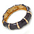 Dark Grey Enamel Segmental Hinged Bangle Bracelet In Gold Plating - 19cm L - view 7