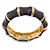 Dark Grey Enamel Segmental Hinged Bangle Bracelet In Gold Plating - 19cm L - view 4