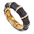 Dark Grey Enamel Segmental Hinged Bangle Bracelet In Gold Plating - 19cm L - view 8