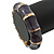 Dark Grey Enamel Segmental Hinged Bangle Bracelet In Gold Plating - 19cm L - view 6