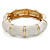 Whtie Enamel Segmental Hinged Bangle Bracelet In Gold Plating - 19cm L - view 7
