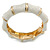 Whtie Enamel Segmental Hinged Bangle Bracelet In Gold Plating - 19cm L - view 5