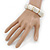 Whtie Enamel Segmental Hinged Bangle Bracelet In Gold Plating - 19cm L - view 3