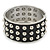 Chunky Black Enamel Spiked Hinged Bangle In Silver Plating - 19cm Length - view 7