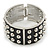 Chunky Black Enamel Spiked Hinged Bangle In Silver Plating - 19cm Length - view 4