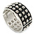 Chunky Black Enamel Spiked Hinged Bangle In Silver Plating - 19cm Length - view 8