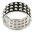 Chunky Black Enamel Spiked Hinged Bangle In Silver Plating - 19cm Length - view 5