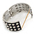 Chunky Black Enamel Spiked Hinged Bangle In Silver Plating - 19cm Length - view 3