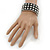 Chunky Black Enamel Spiked Hinged Bangle In Silver Plating - 19cm Length - view 2