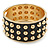 Chunky Black Enamel Spiked Hinged Bangle In Gold Plating - 19cm Length - view 7