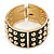 Chunky Black Enamel Spiked Hinged Bangle In Gold Plating - 19cm Length - view 5