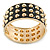 Chunky Black Enamel Spiked Hinged Bangle In Gold Plating - 19cm Length - view 8