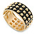Chunky Black Enamel Spiked Hinged Bangle In Gold Plating - 19cm Length - view 6